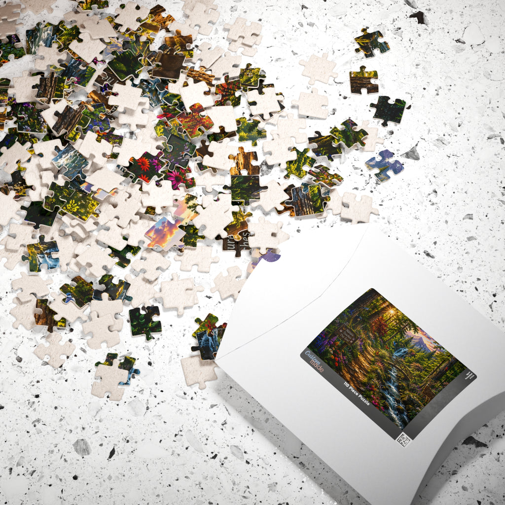 Scenic Forest Waterfall Jigsaw Puzzle — "Nature Touches the Soul" (110–1014 pcs)