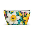 Daffodil Bloom Accessory Pouch — Floral T‑Bottom Makeup Bag