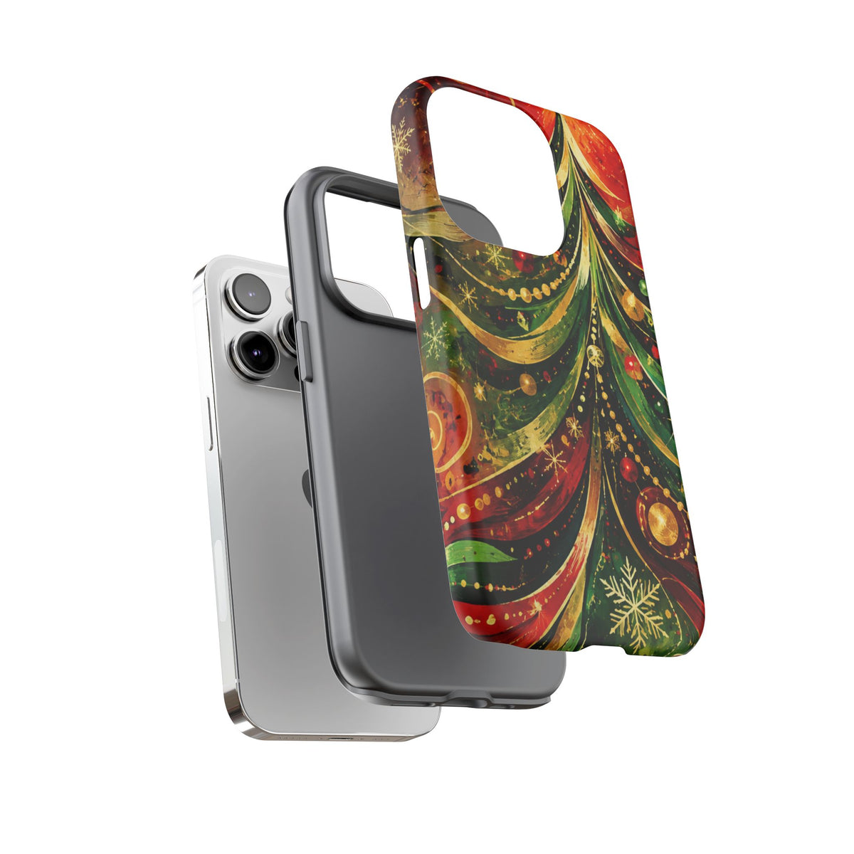 Christmas Tree Tough Phone Case — Festive Red & Green Holiday Phone Cover