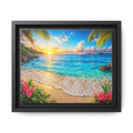 Framed Beach Sunset Matte Canvas Wall Art — Tropical Ocean Sunrise Decor