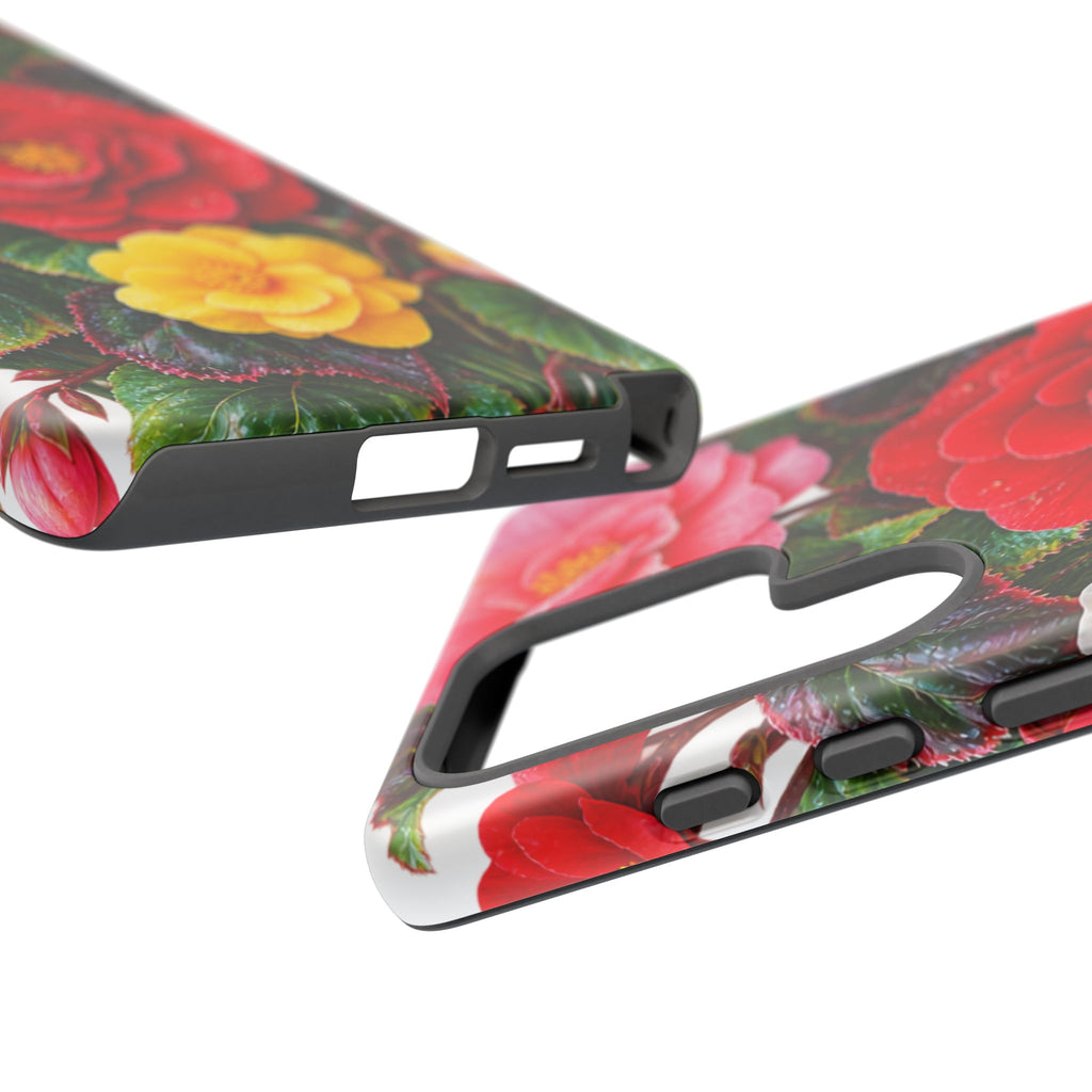 Floral Begonia Phone Case — Vibrant Red, Pink & Yellow Blossom Protective Cover