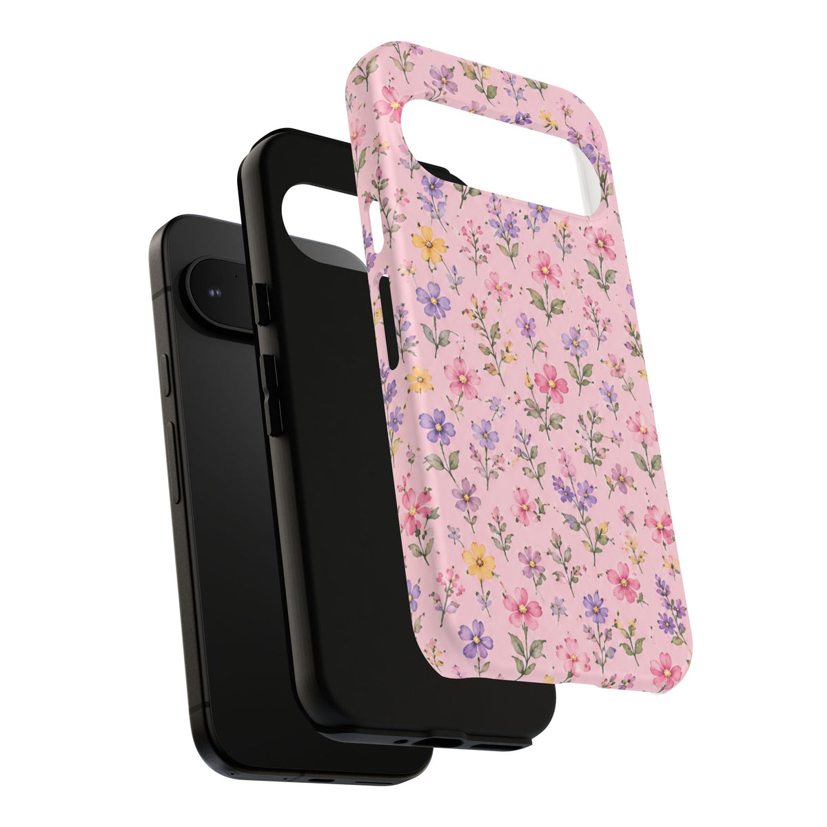 Floral Pink Tough Phone Case — Pastel Wildflower Protective Case