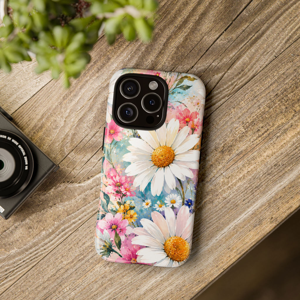 Floral Daisy Phone Case — Watercolor Daisies Protective Tough Case