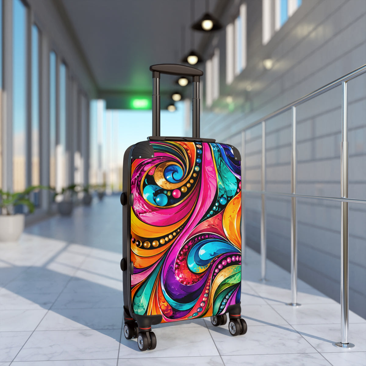 Colorful Swirl Carry-On Suitcase — Vibrant Abstract Travel Luggage