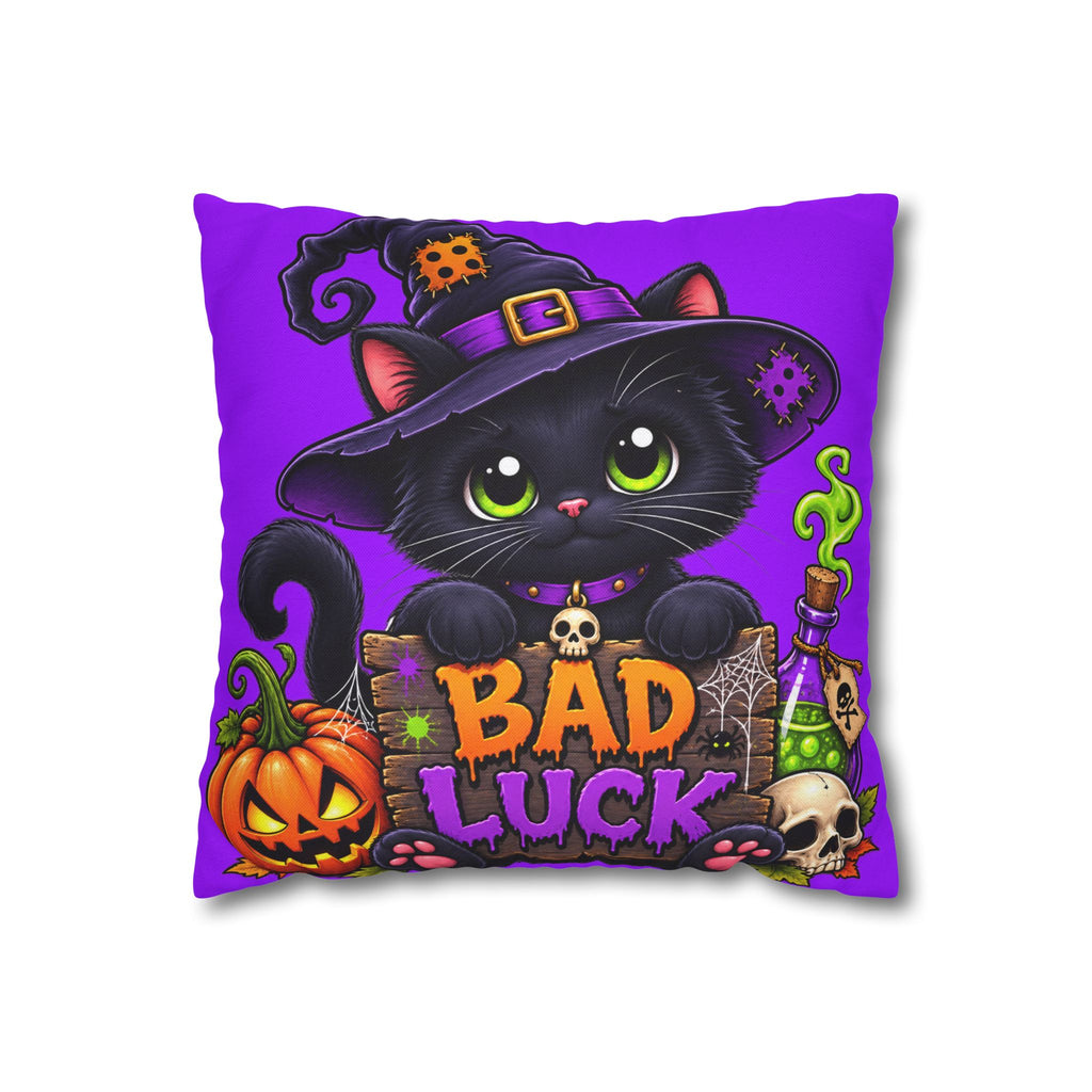 Halloween Black Cat Pillowcase — "Bad Luck" Spooky Cute Decorative Pillow