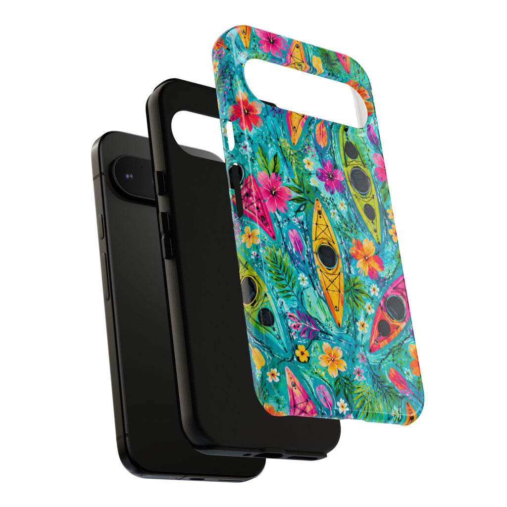 Tropical Kayak Phone Case – Colorful Floral Waterproof Pattern