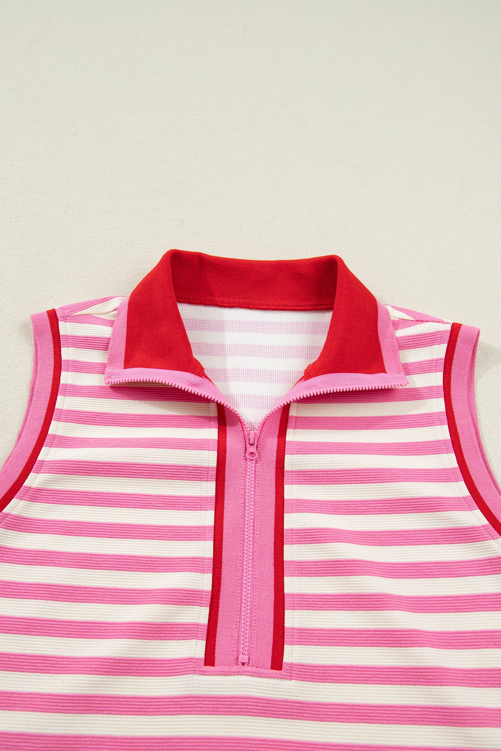 Stripe Textured Zip Collar Top & Skort Set