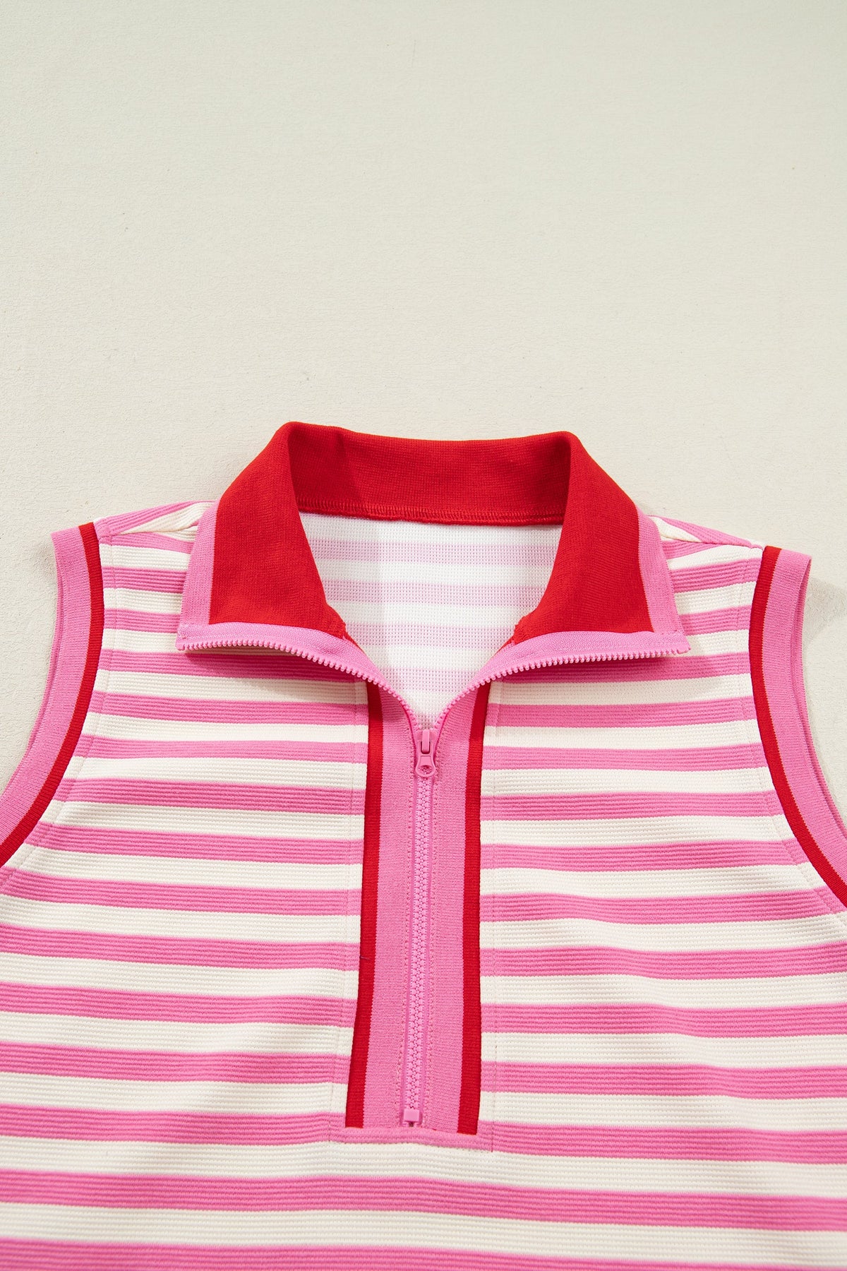 Stripe Textured Zip Collar Top & Skort Set
