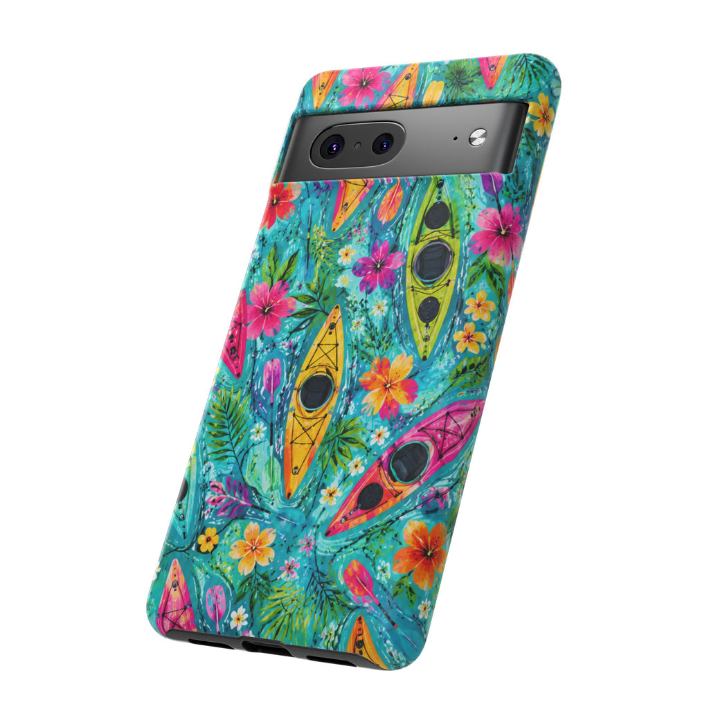 Tropical Kayak Phone Case – Colorful Floral Waterproof Pattern