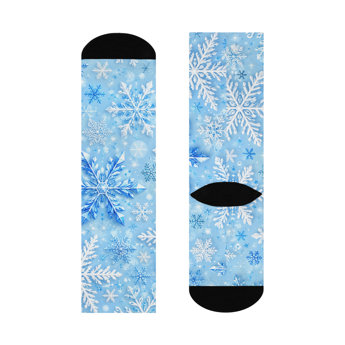 Blue Snowflake Crew Socks — Winter Holiday Cushioned Socks
