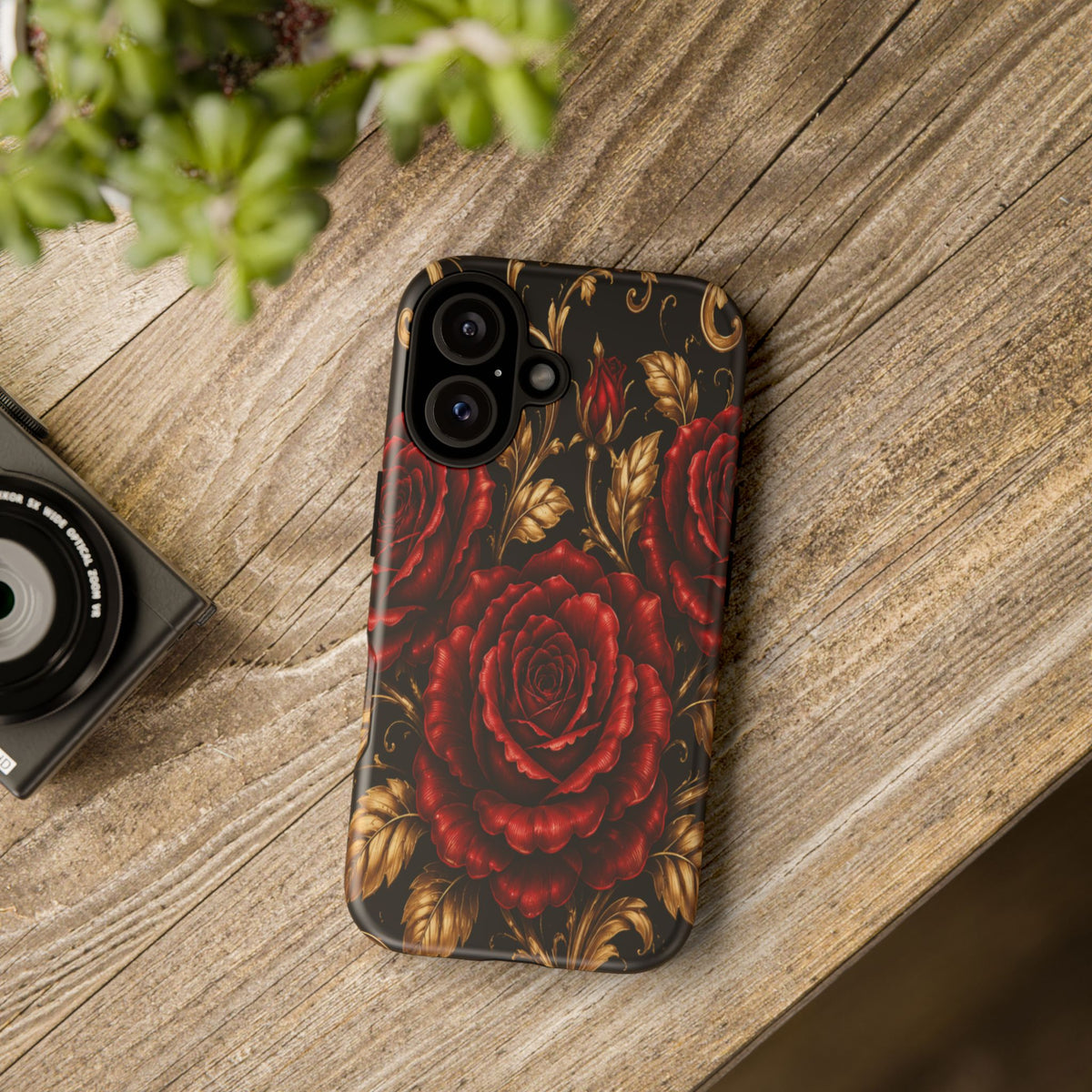 Tough Cases — Vintage Red Rose Floral Phone Case