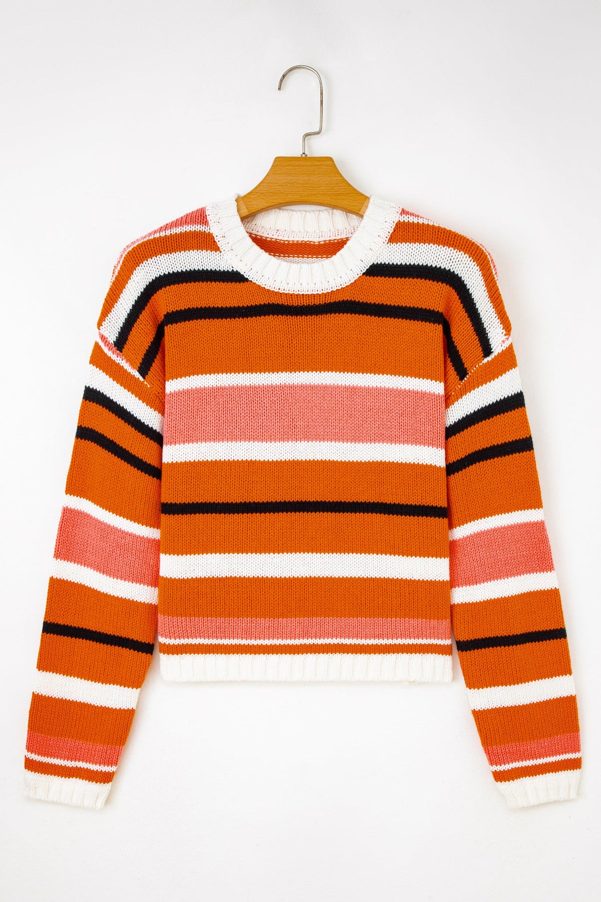 Stripe Drop Shoulder Cropped Pullover Sweater
