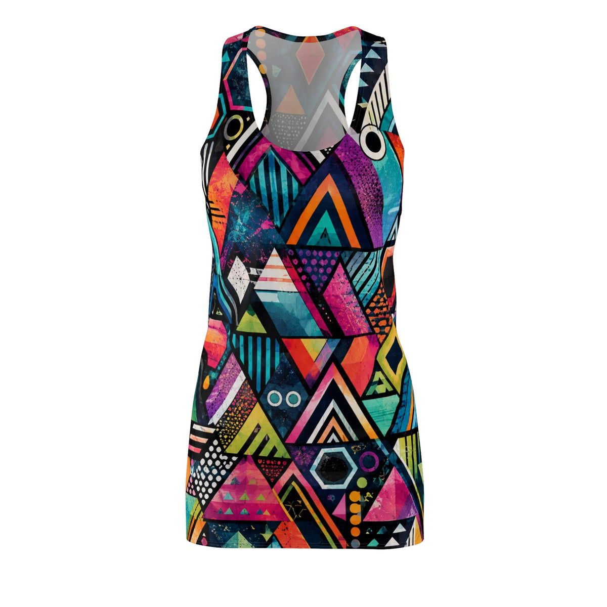 Colorful Geometric Triangle Pattern Racerback Dress