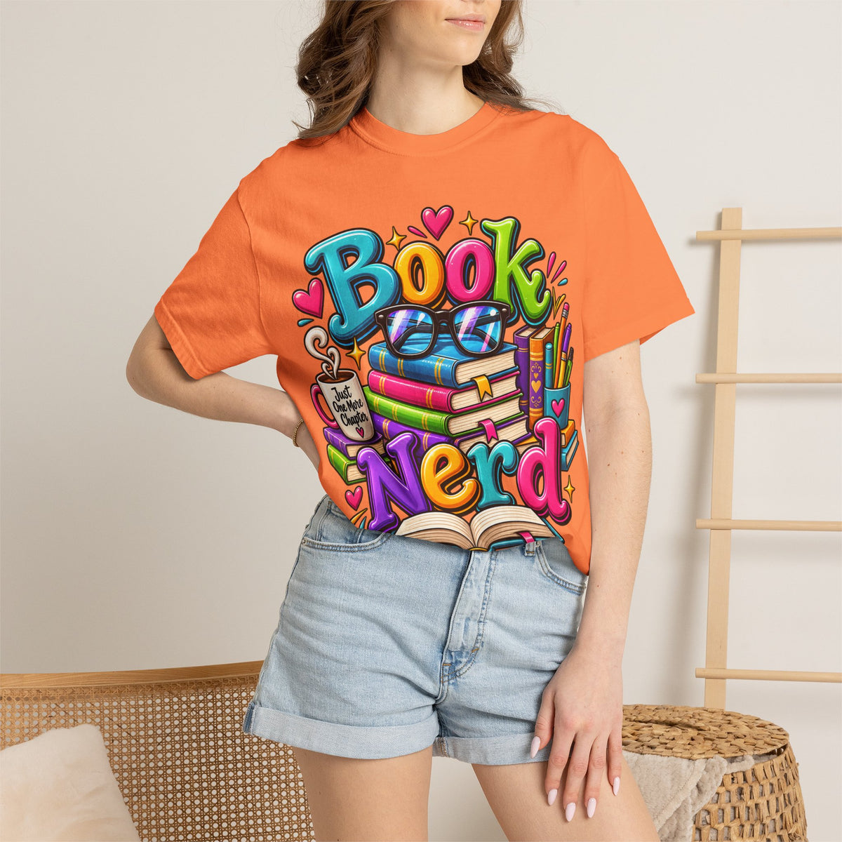 Book Nerd T-Shirt | Colorful Stacked Books Illustration