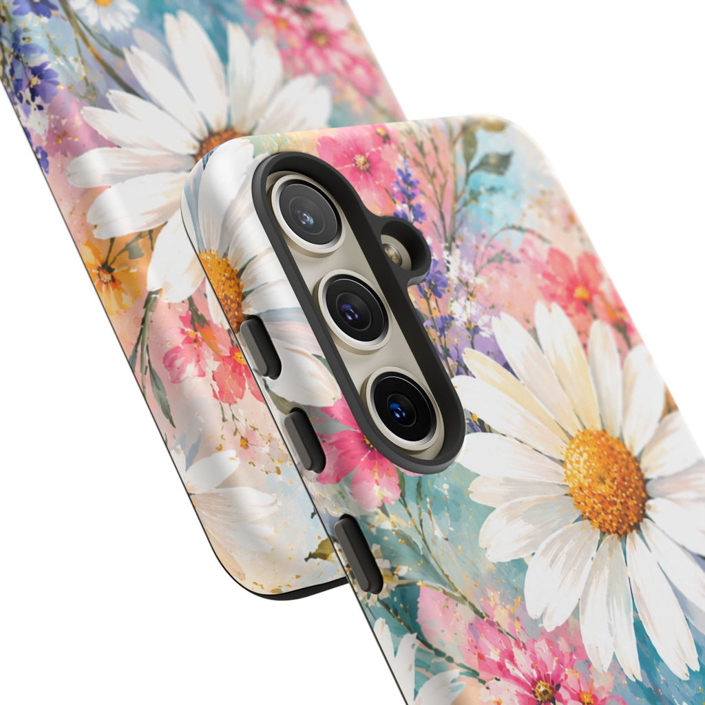 Floral Daisy Phone Case — Watercolor Daisies Protective Tough Case