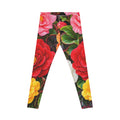 Floral Camellia Print Leggings — Colorful Botanical All-Over Print