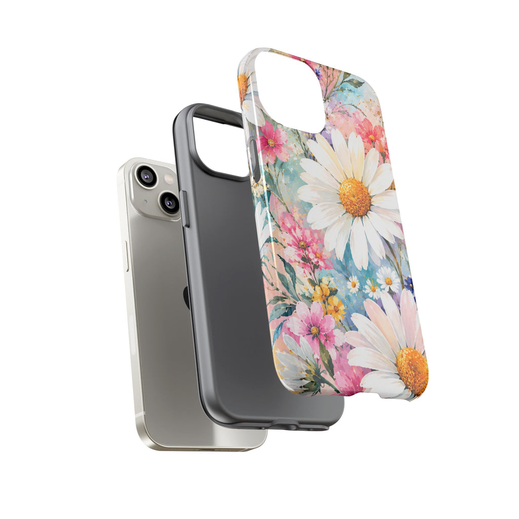 Floral Daisy Phone Case — Watercolor Daisies Protective Tough Case