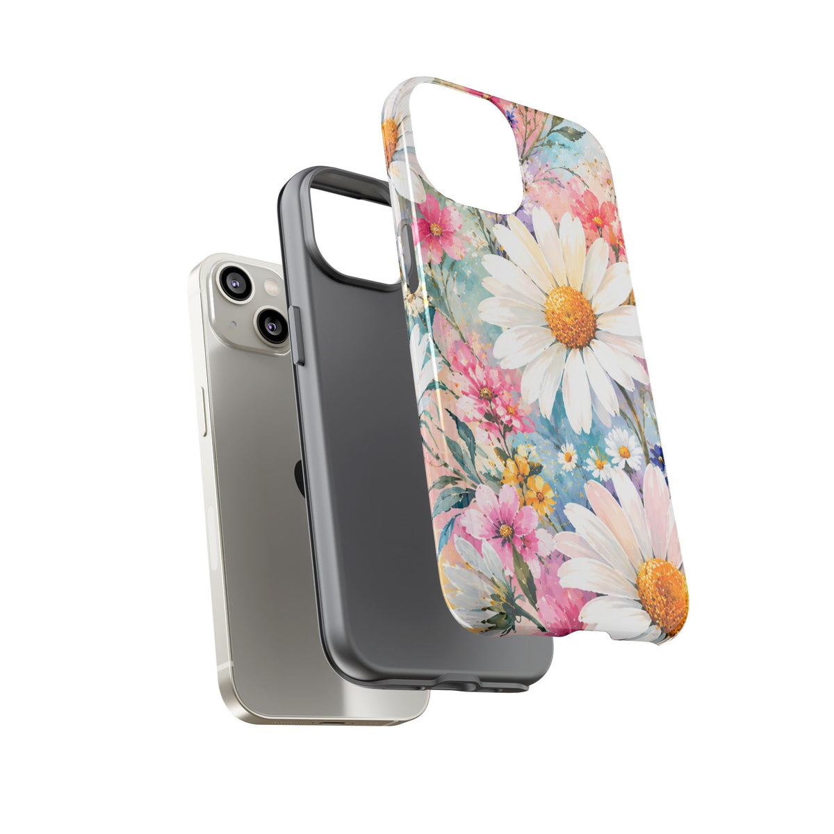 Floral Daisy Phone Case — Watercolor Daisies Protective Tough Case