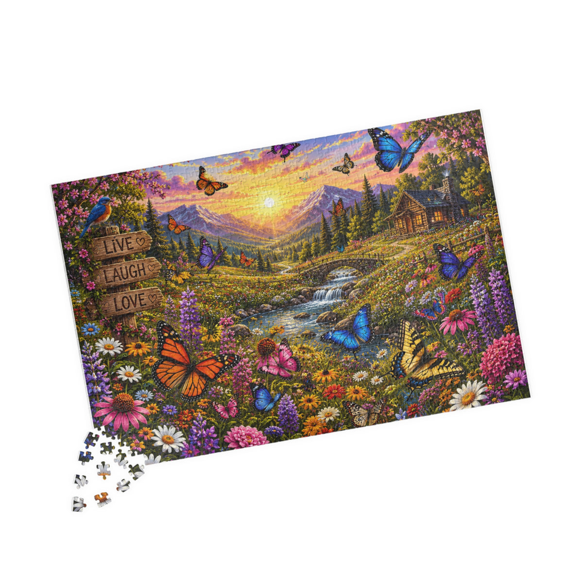 Sunset Butterfly Meadow Puzzle | 520-1014 Piece Jigsaw