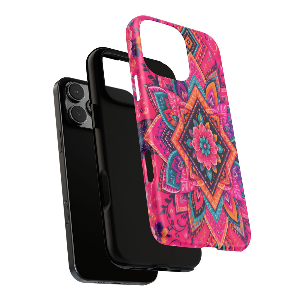 Floral Mandala Tough Phone Case — Pink Boho Protective Cover