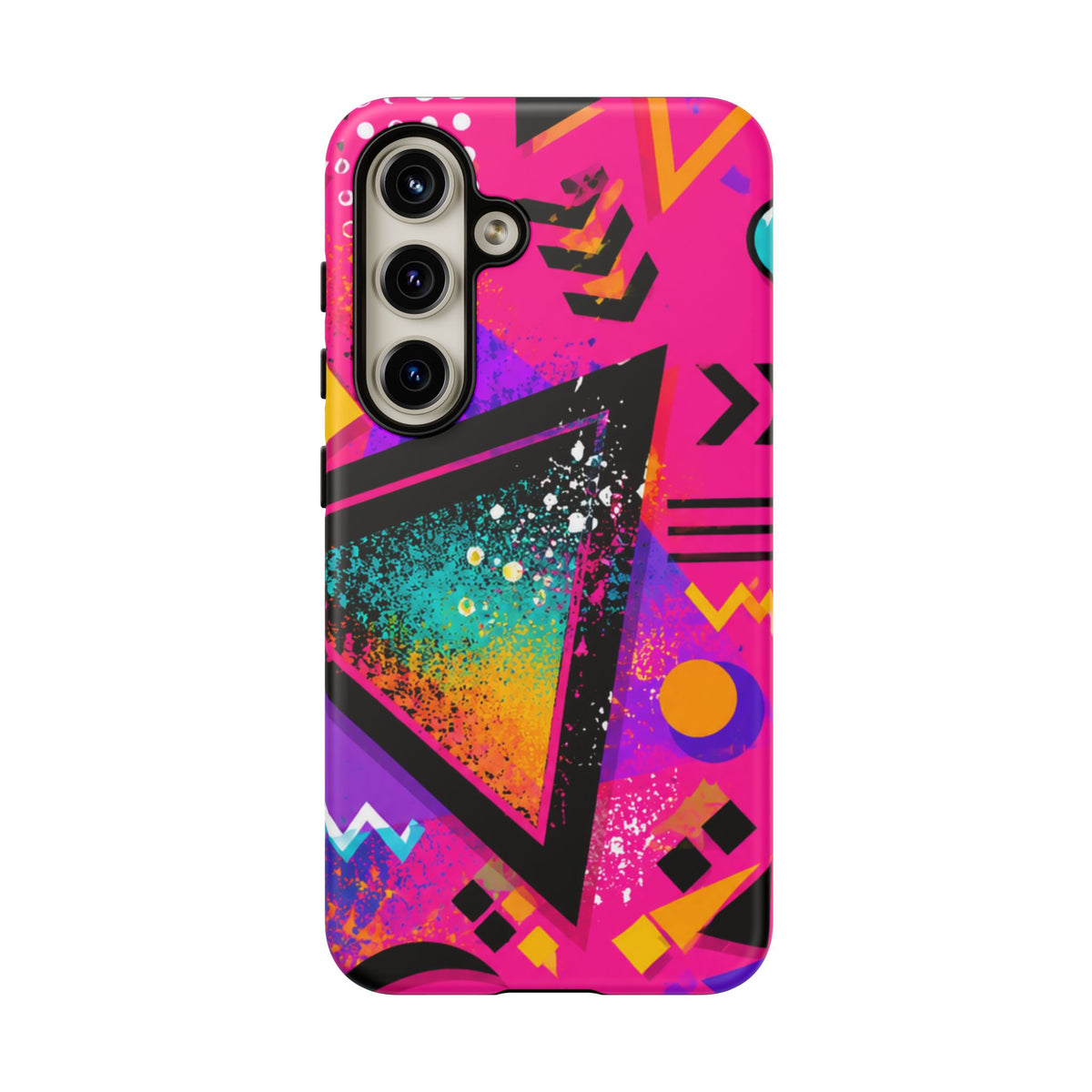 Retro 80s Geometric Phone Case — Neon Triangle Tough Case
