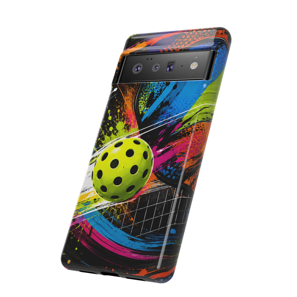 Pickleball Phone Case – Neon Paddle & Ball Splash Tough Case