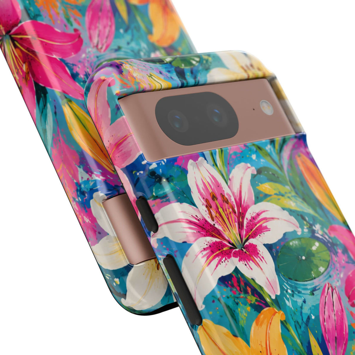 Floral Lily Tough Phone Case — Colorful Tropical Flower Protective Cover