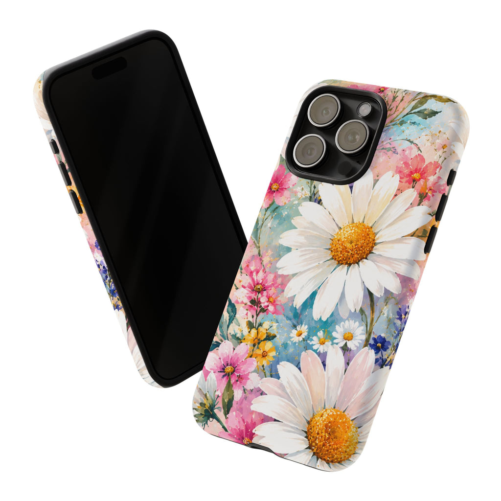 Floral Daisy Phone Case — Watercolor Daisies Protective Tough Case