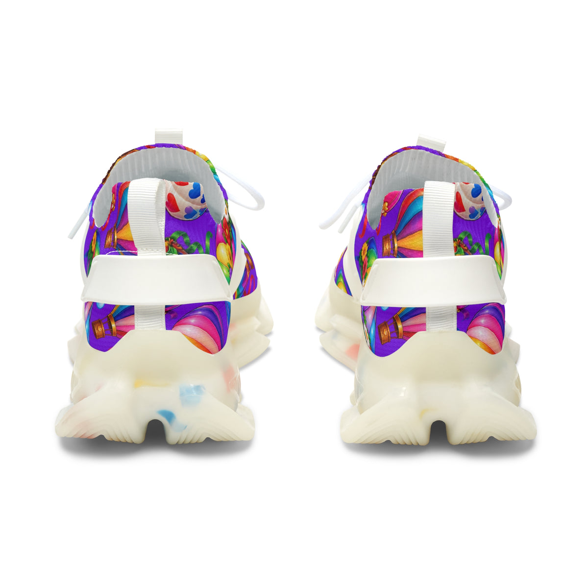 Rainbow Hot Air Balloon Mesh Sneakers — Colorful Women's Athletic Shoes