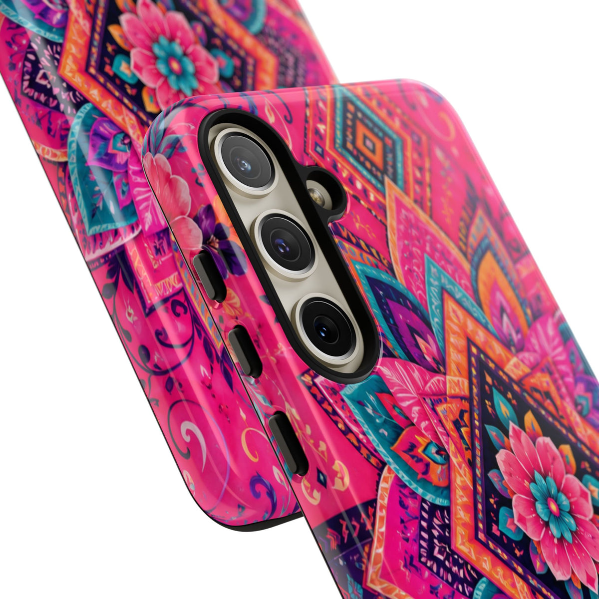 Floral Mandala Tough Phone Case — Pink Boho Protective Cover