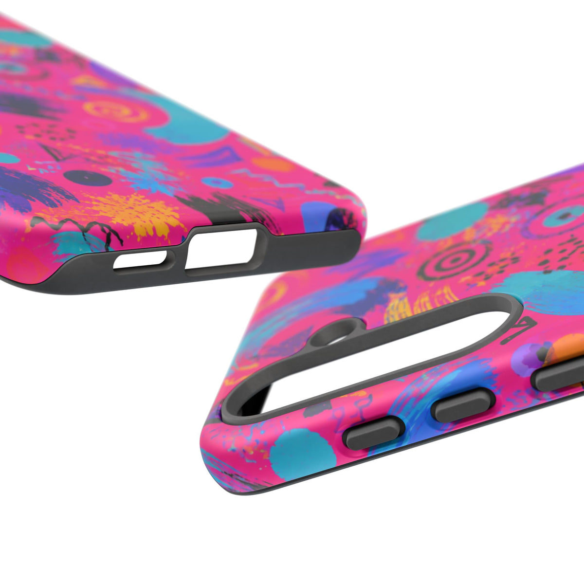 Neon Retro Abstract Tough Phone Case — 80s Brushstroke Pattern