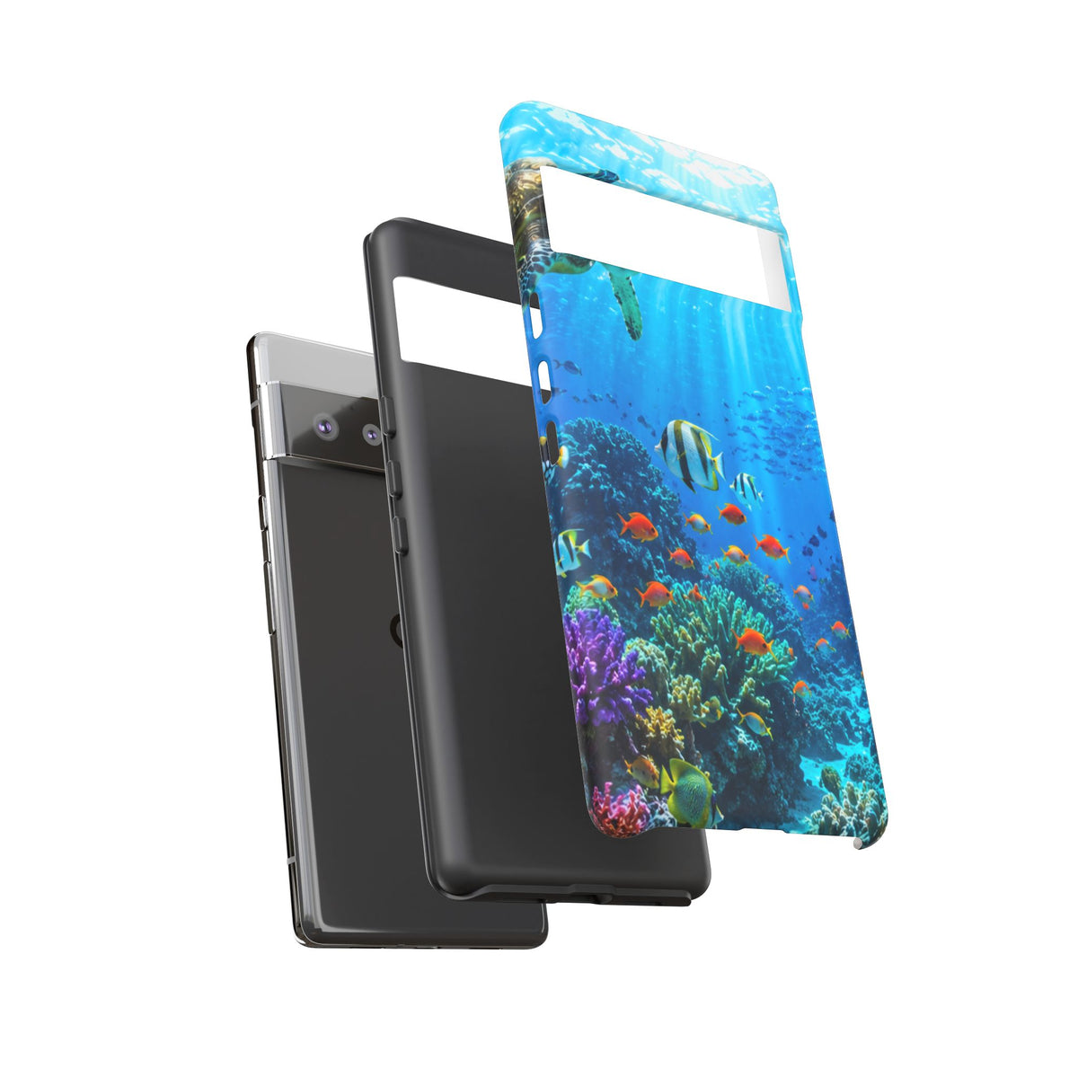 Underwater Ocean Life Tough Phone Case — Coral Reef & Sea Turtle Protective Cover