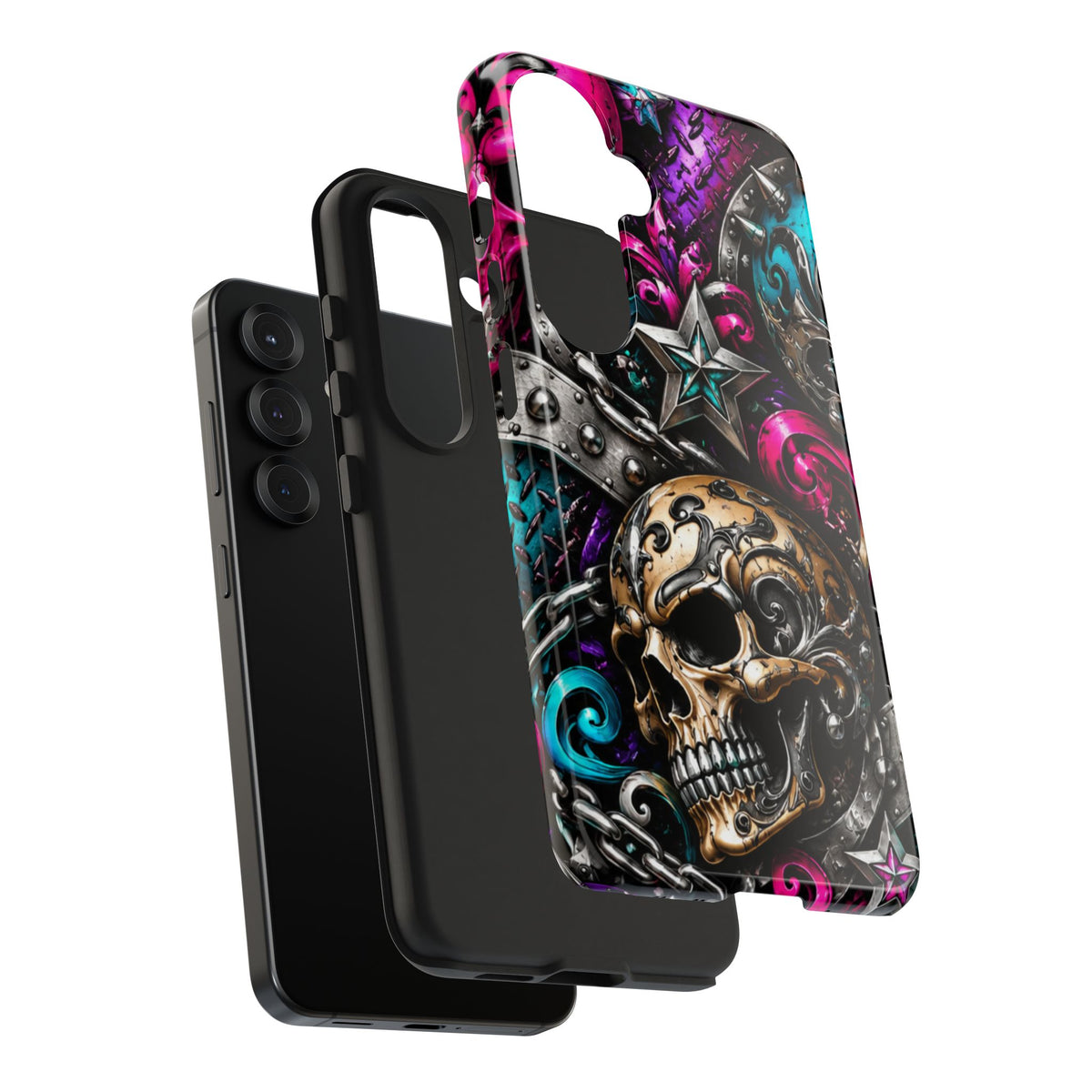 Skull & Stars Tough Phone Case | Colorful Gothic Skull Phone Case