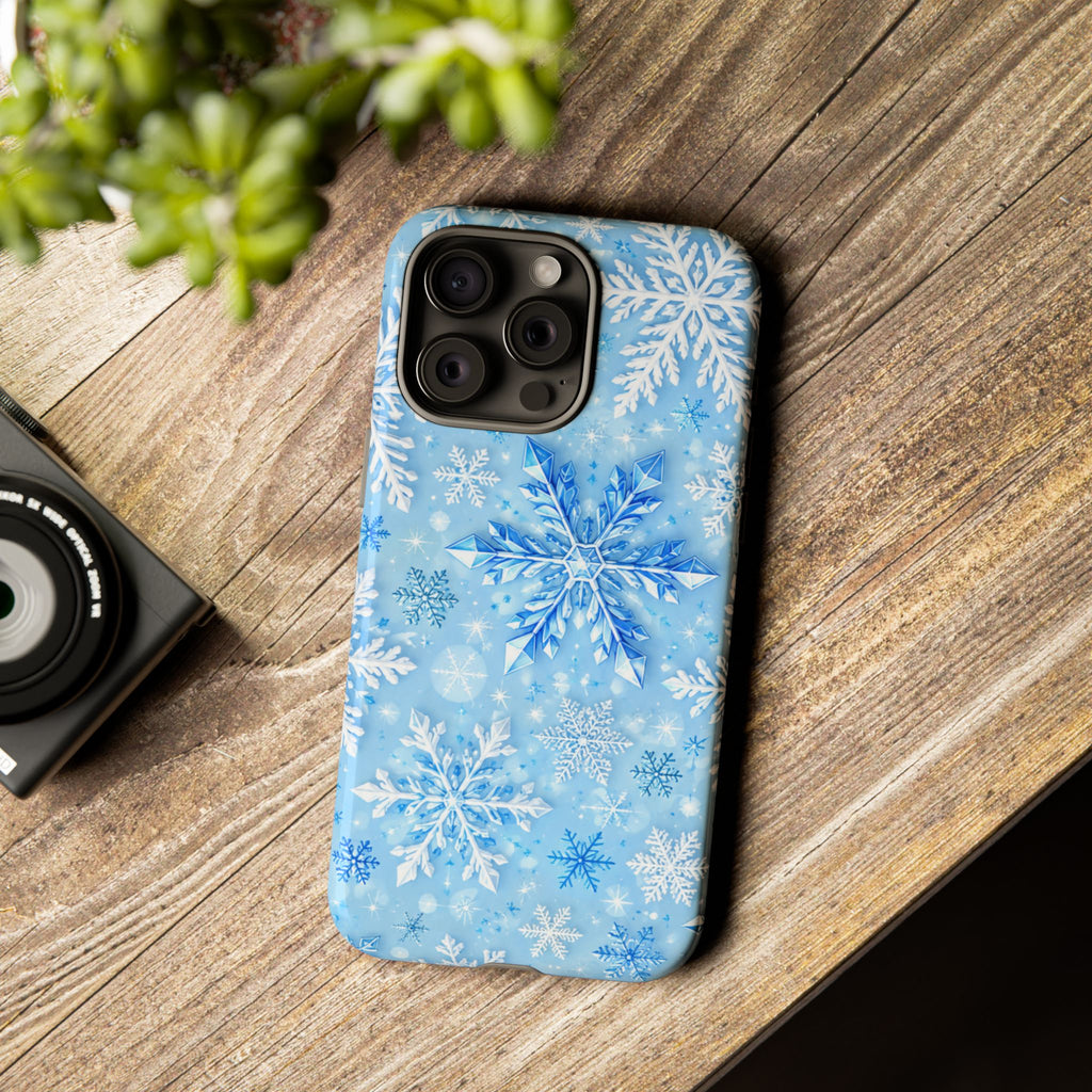 Winter Snowflake Tough Phone Case — Blue Holiday Protective Cover
