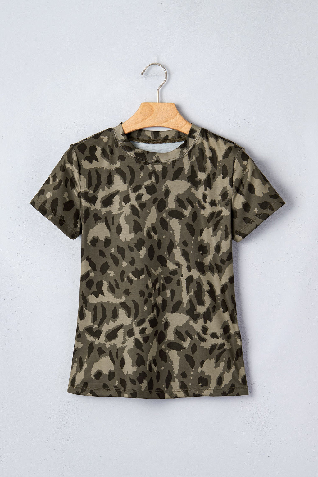 Leopard Mock Neck Short Sleeve Tee