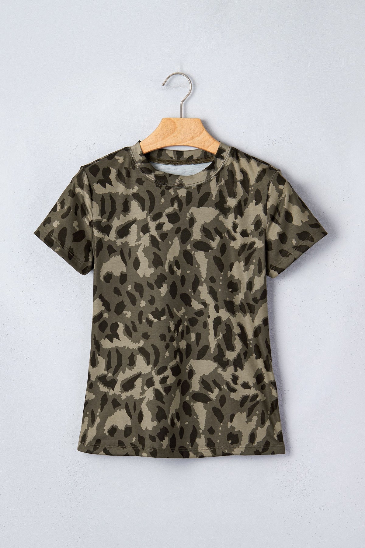 Leopard Mock Neck Short Sleeve Tee