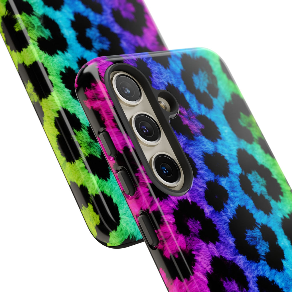 Neon Rainbow Leopard Tough Case – Colorful Animal Print Phone Cover