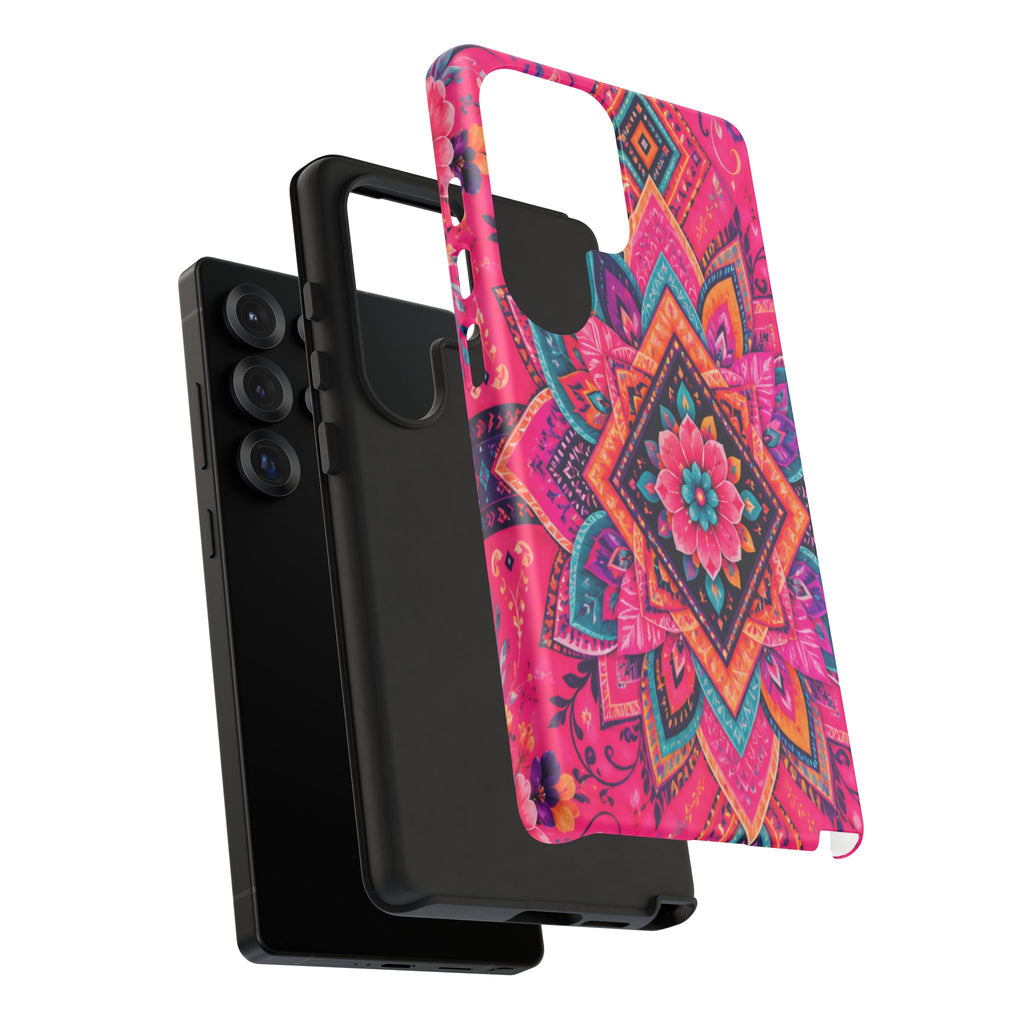 Floral Mandala Tough Phone Case — Pink Boho Protective Cover