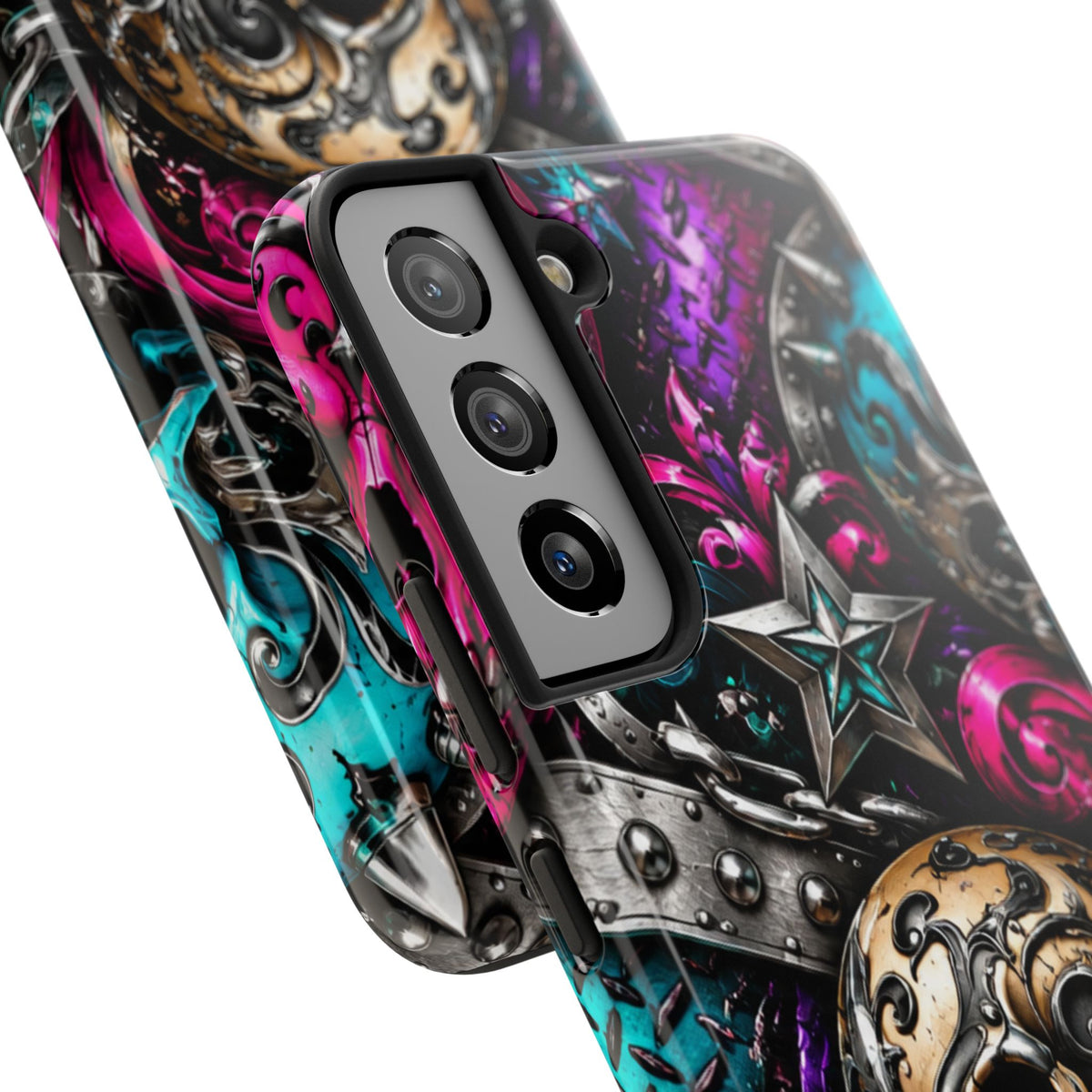 Skull & Stars Tough Phone Case | Colorful Gothic Skull Phone Case