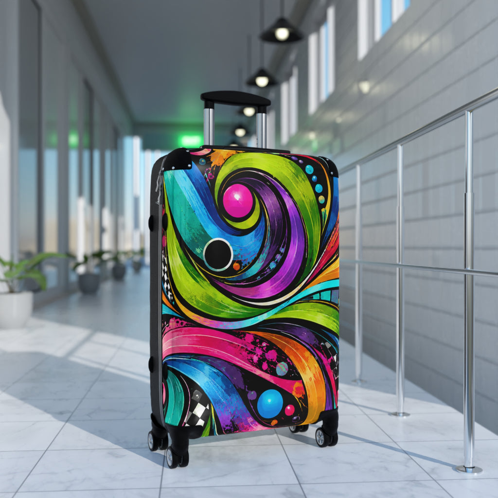 Colorful Swirl Carry-On Suitcase — Vibrant Abstract Travel Luggage