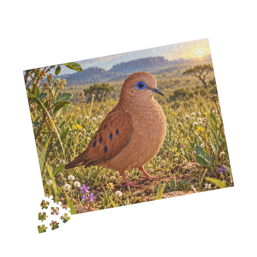 Blue Eyed Ground Dove Meadow Jigsaw Puzzle — Scenic Bird Illustration (110–1014 pcs)