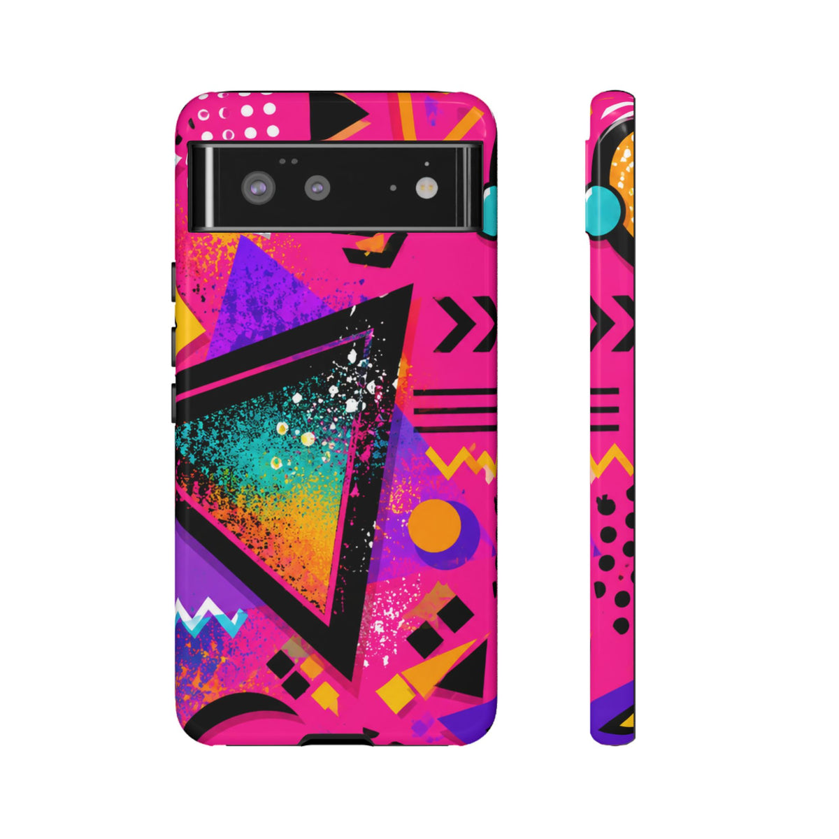 Retro 80s Geometric Phone Case — Neon Triangle Tough Case