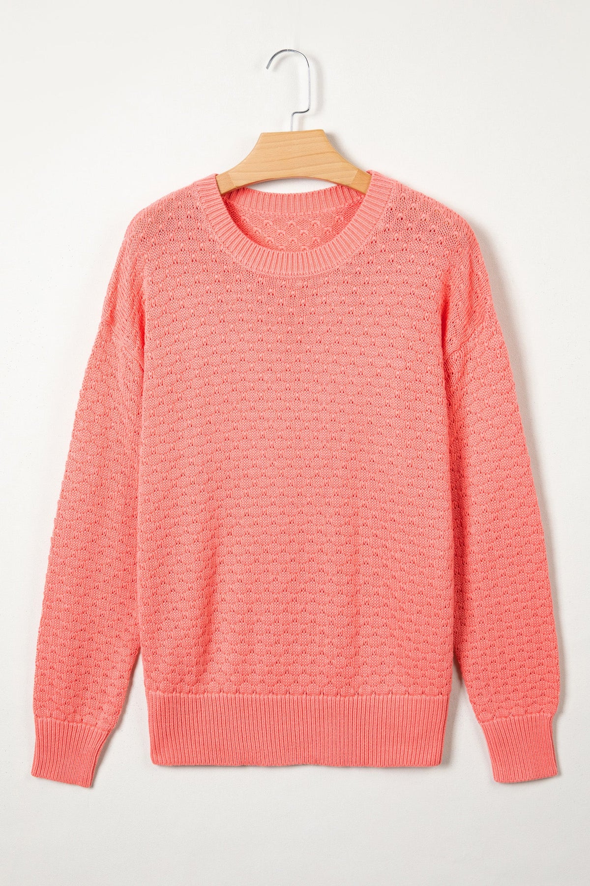 Ribbed Knit Drop Shoulder Long Sleeve Sweater
