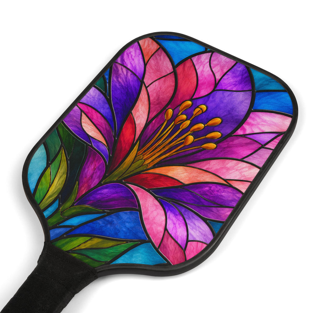 Pickleball Paddle Set — Stained Glass Floral Pickleball Kit (2 Paddles + Balls)