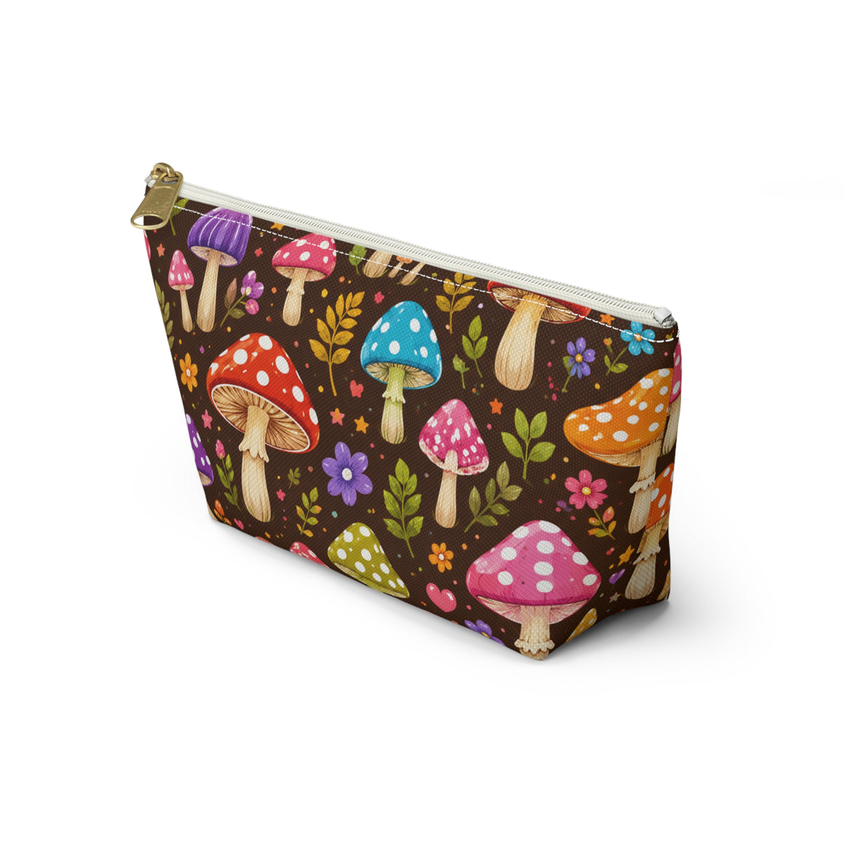 Mushroom Pattern Accessory Pouch — Whimsical Toadstool Makeup Bag
