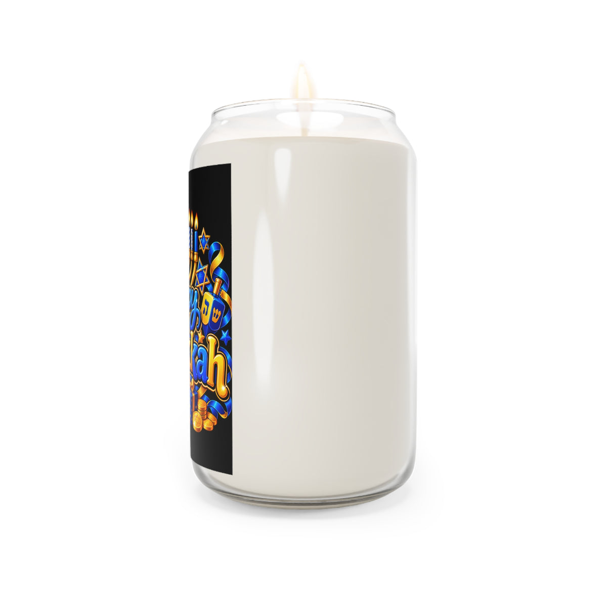 Hanukkah Soy Candle 13.75oz — "Happy Hanukkah" Menorah Gift Candle