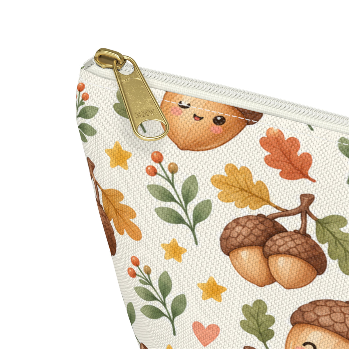 Cute Acorn Pattern Accessory Pouch | Autumn Leaves T-Bottom