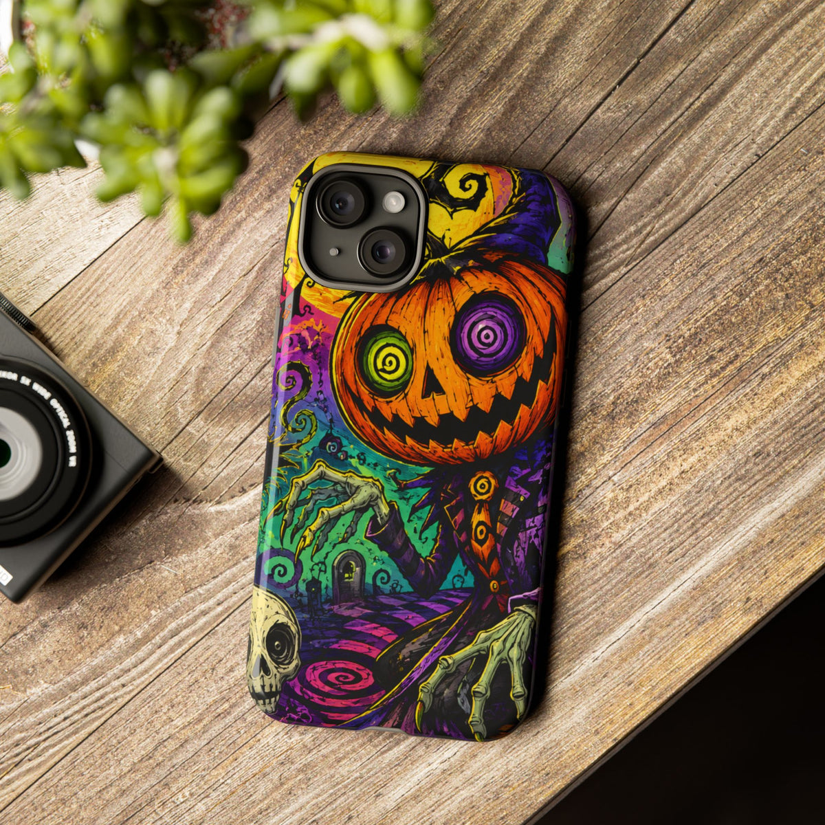 Halloween Pumpkin Skull Phone Case — Psychedelic Jack-o'-Lantern Tough Case