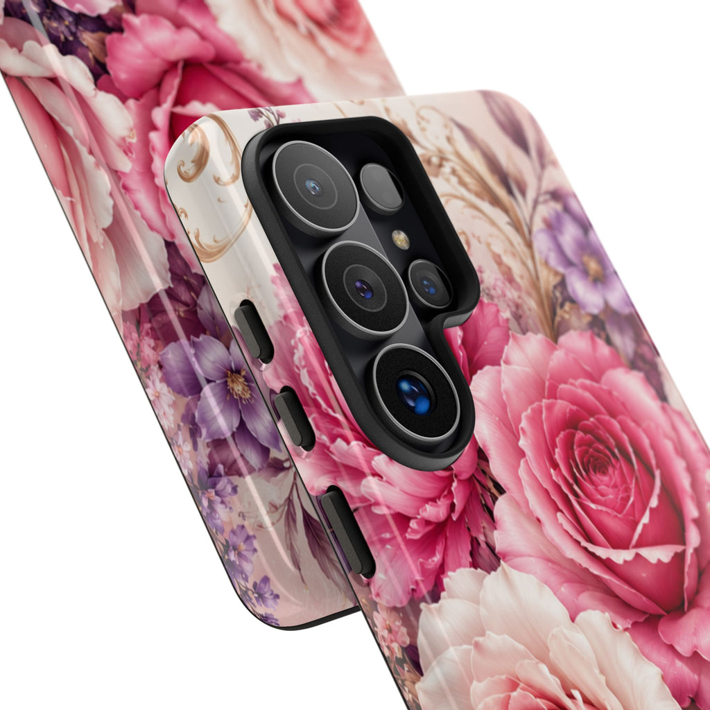 Pink Vintage Roses phone case | floral iPhone cover