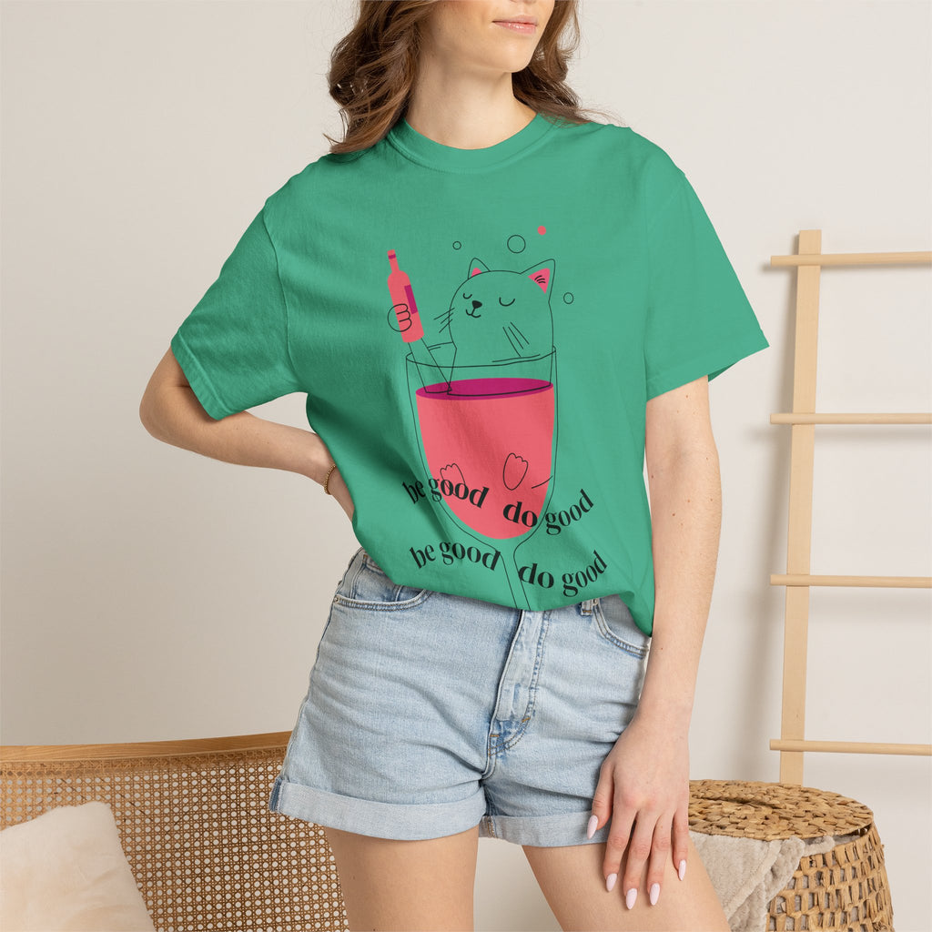 Cat in Wine Glass T-shirt | be good do good design